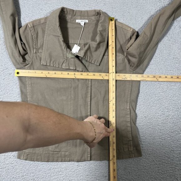 NWT JAMES PERSE Women Sz 4 Green Cotton Cropped Skinny Moto Zip Jacket $325 - Picture 8 of 10